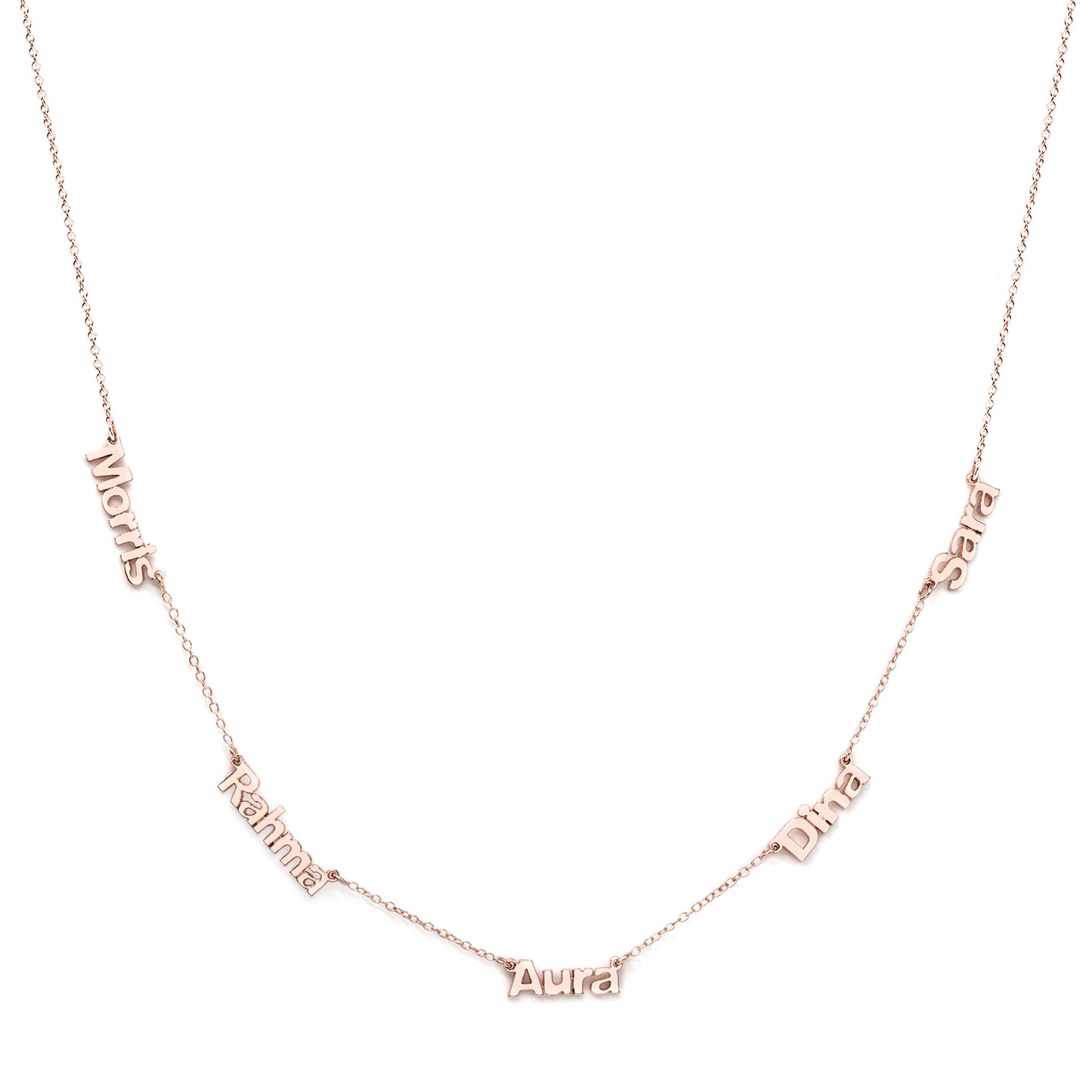 Multi Name Necklace in 14k Gold