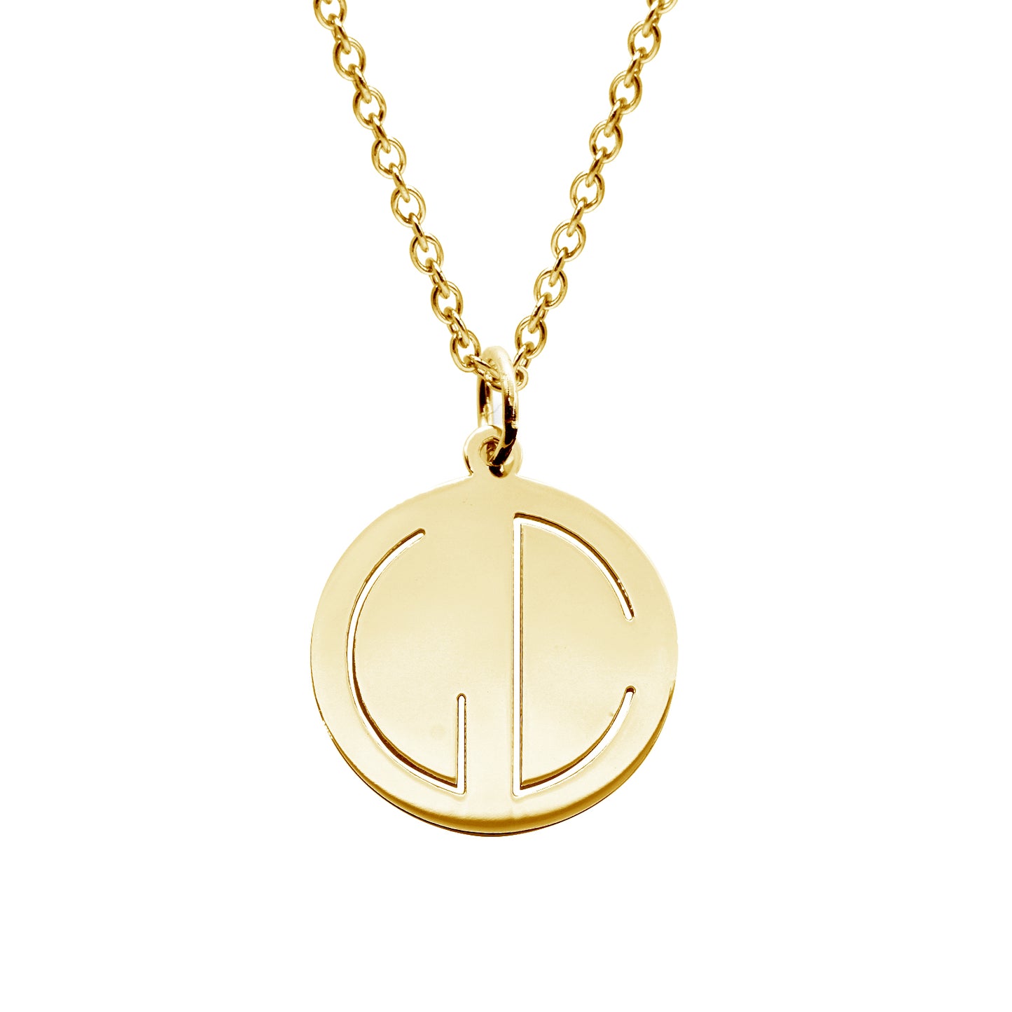 14K Gold Disc Monogram Pendant Necklace