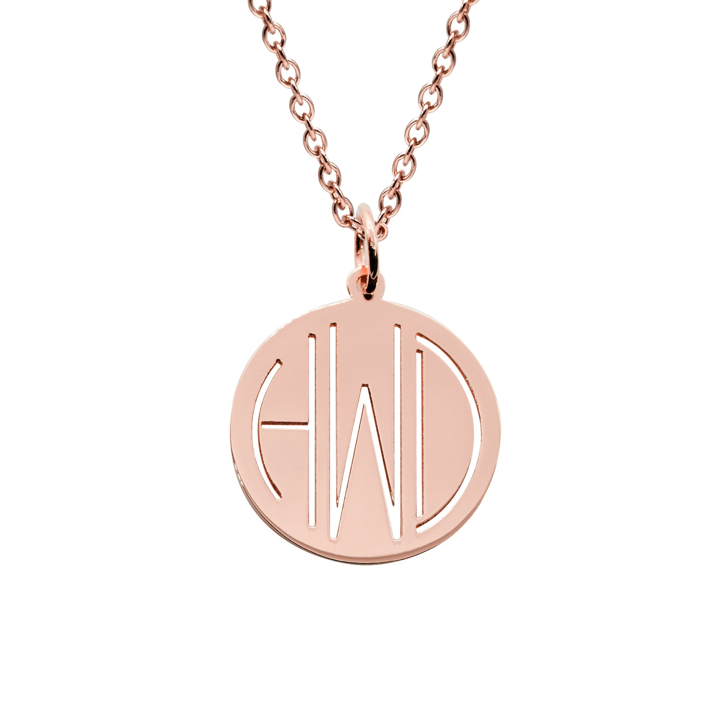 14K Gold Disc Monogram Pendant Necklace