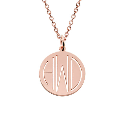 14K Gold Disc Monogram Pendant Necklace