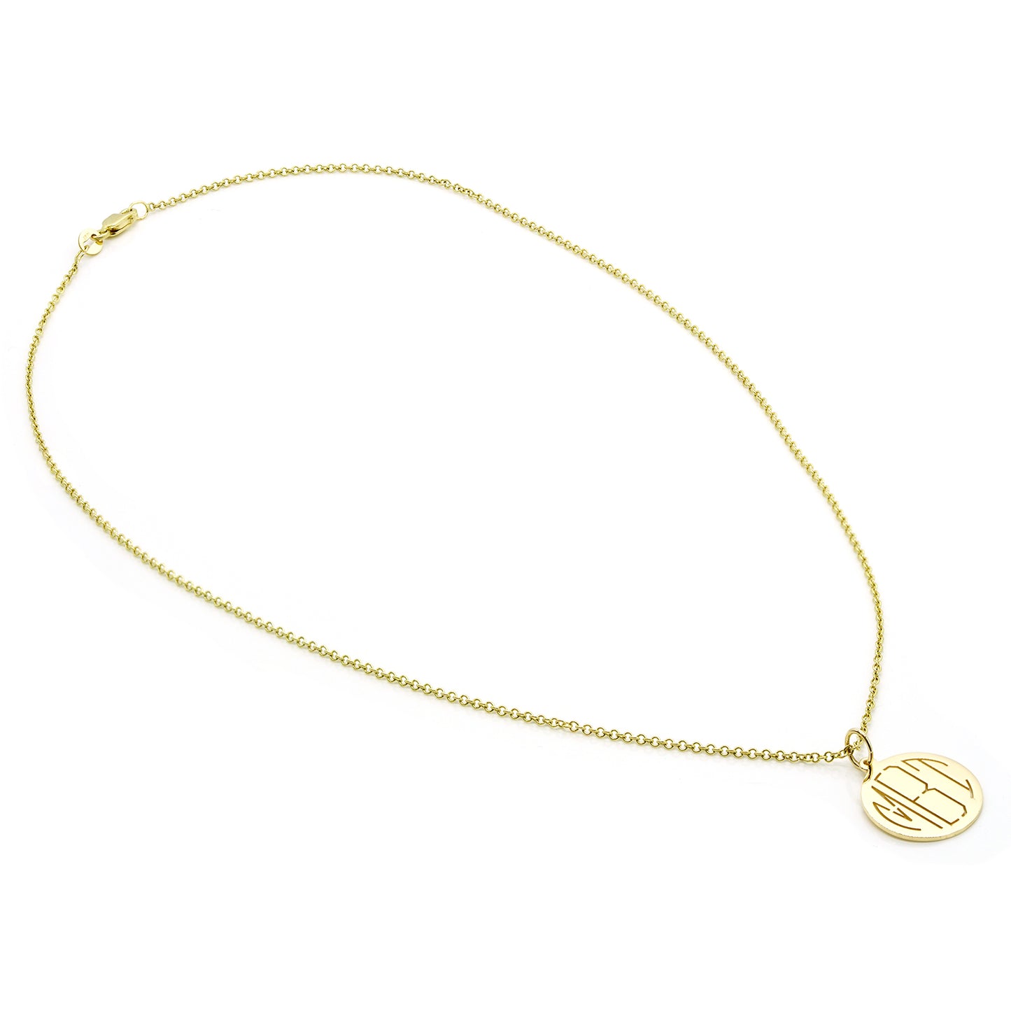 14K Gold Disc Monogram Pendant Necklace