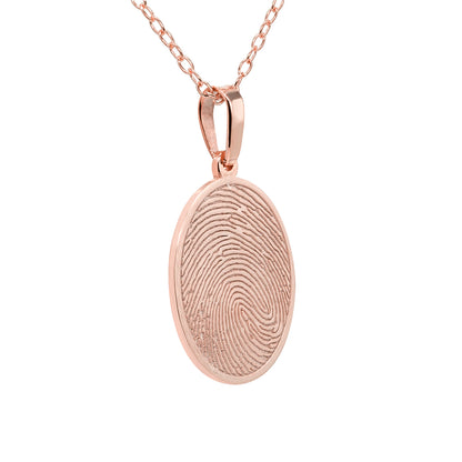 Custom Bezelled Fingerprint Oval Pendant in 14K Gold