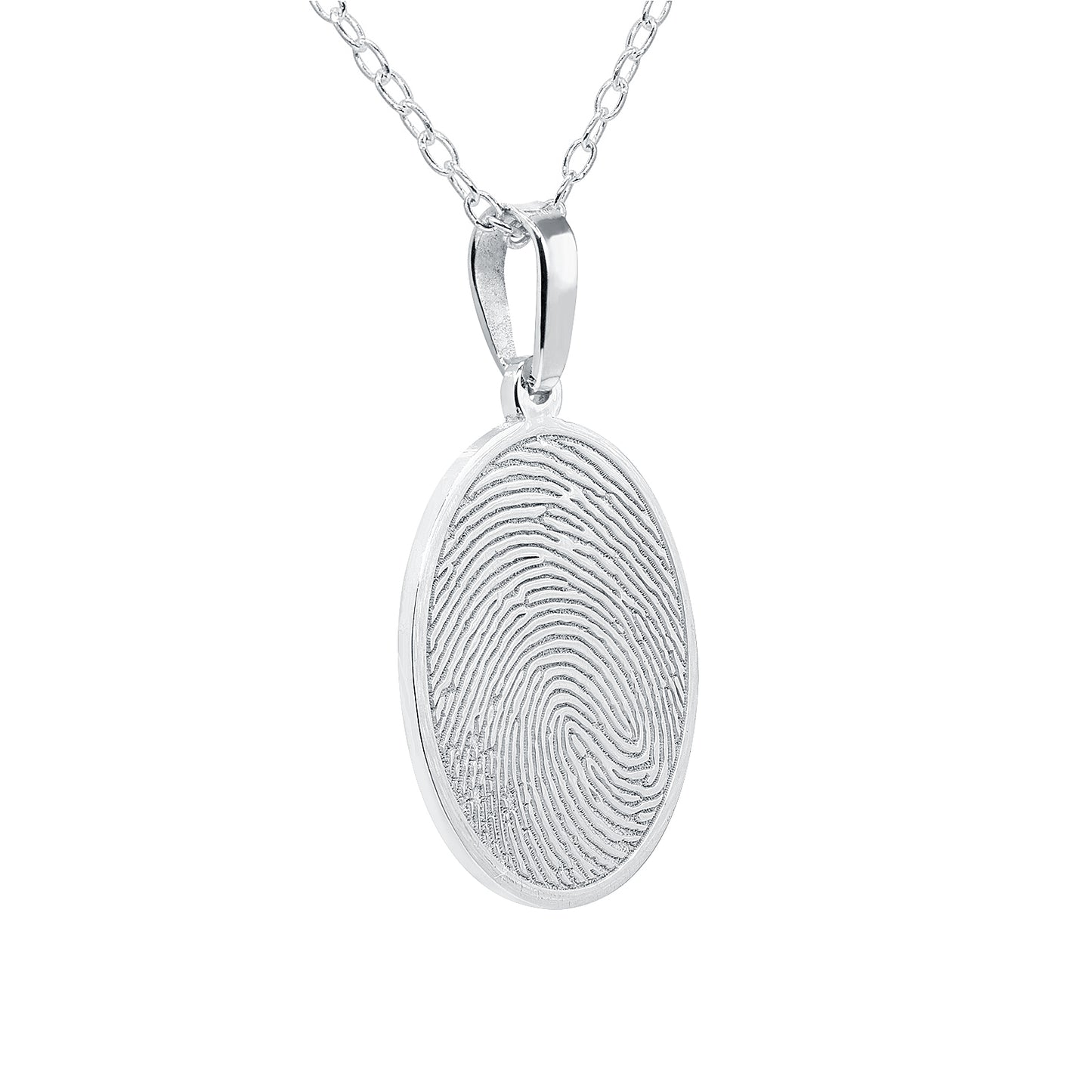 Custom Bezelled Fingerprint Oval Pendant in 14K Gold