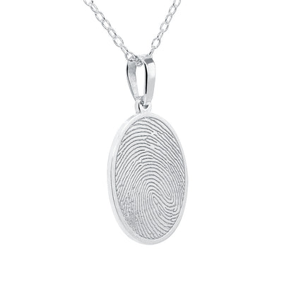 Custom Bezelled Fingerprint Oval Pendant in 14K Gold