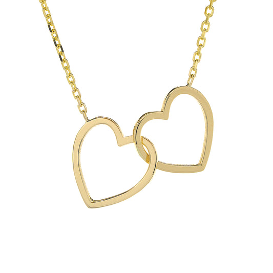 Interlocking Open Heart Necklace in 14K Gold