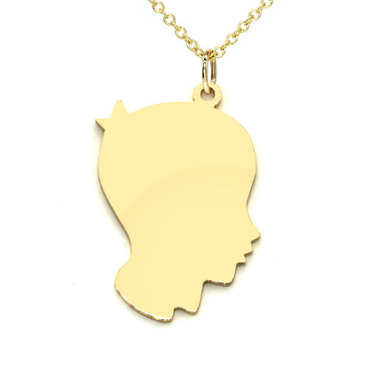 Engravable Boy Profile Charm Pendant in 14K Solid Gold