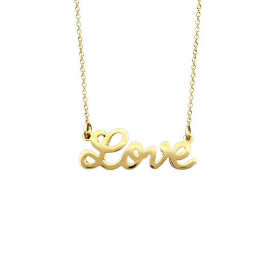 14K Gold Mini Love Necklace | Script