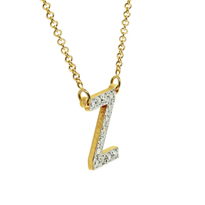 14K Gold and Diamond Pave Initial Necklace | 12mm