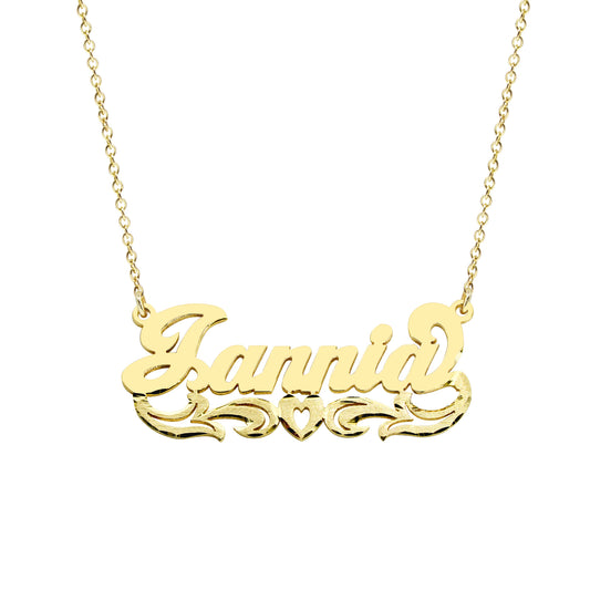 Solid 14K Gold Nameplate with Florentine Finish and High Polish