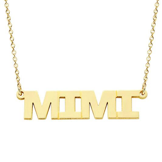 All Caps Block Text Name Pendant in 14K Gold Necklace