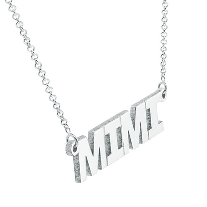 All Caps Block Text Name Pendant in 14K Gold Necklace