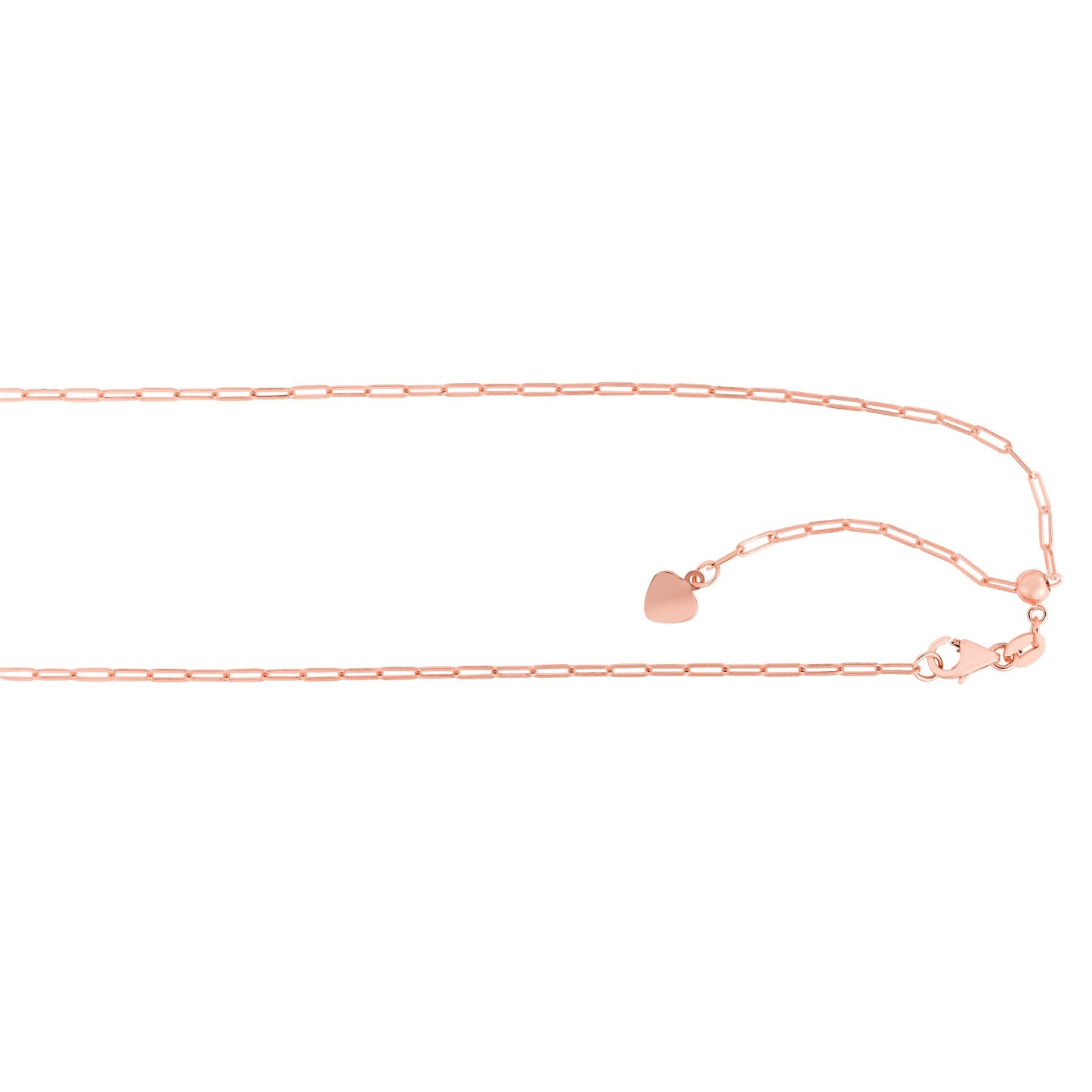 14K Gold Adjustable Paperclip Chain Necklace with Lobster Lock