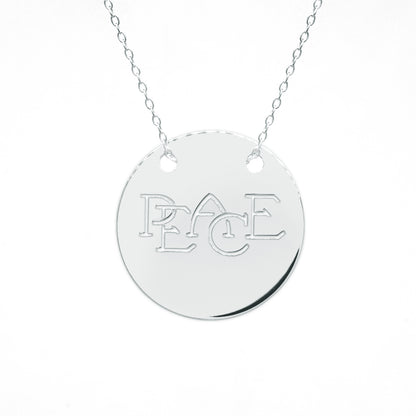 14kt. Gold and Diamonds Peace Disc Necklace with Diamonds