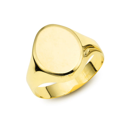 14K Yellow Gold Polished Oval Signet Ring