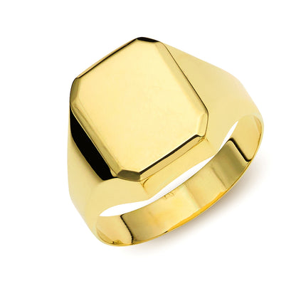 14K Yellow Gold Polished Rectangular Signet Ring