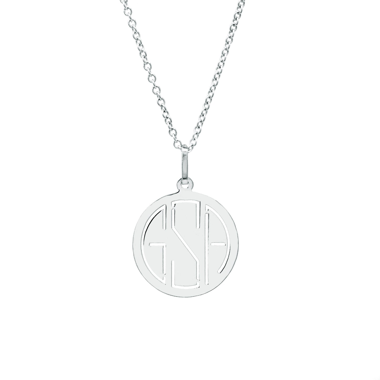 14K Gold Disc Monogram Pendant Necklace