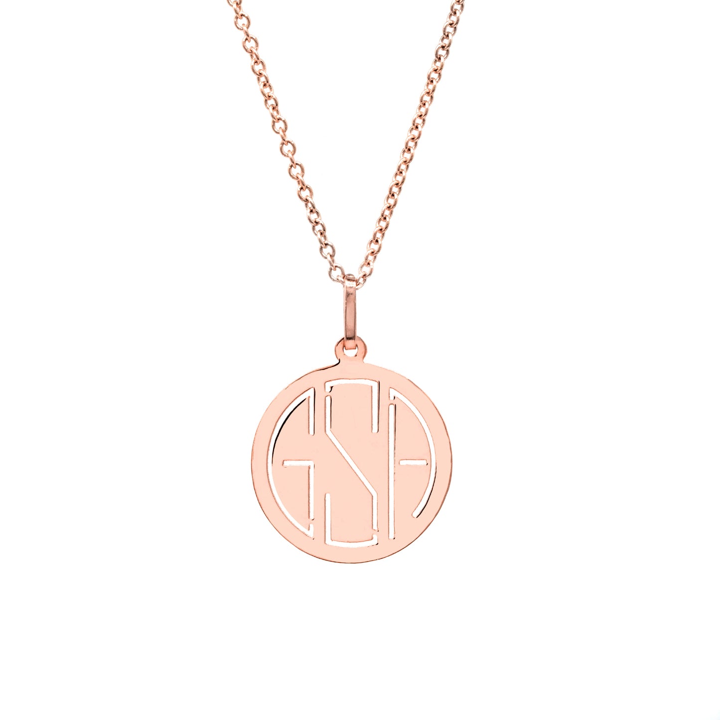 14K Gold Disc Monogram Pendant Necklace