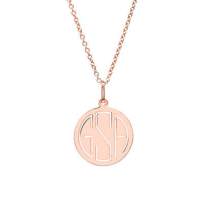 14K Gold Disc Monogram Pendant Necklace