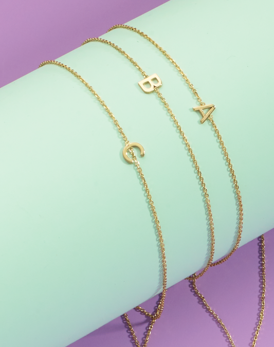 14K Gold Mini Initial Bracelet