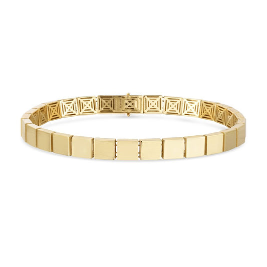 14K Gold Square Edge Link Bracelet with Box Clasp