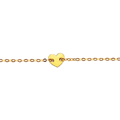 14K Gold Polished Heart Bracelet