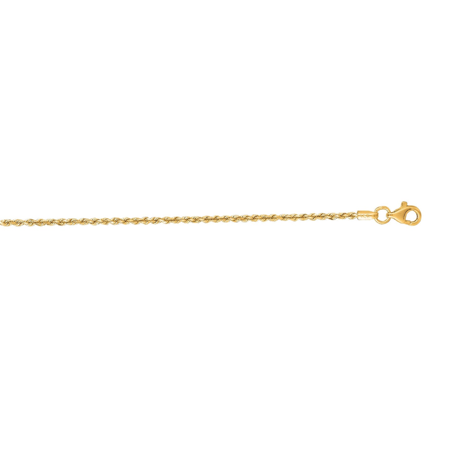 Gold Solid Diamond Cut Royal Rope Chain Necklace with Lobster Lock