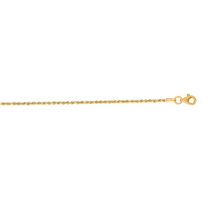 Gold Solid Diamond Cut Royal Rope Chain Necklace with Lobster Lock