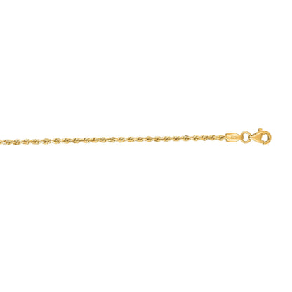 Gold Solid Diamond Cut Royal Rope Chain Necklace with Lobster Lock