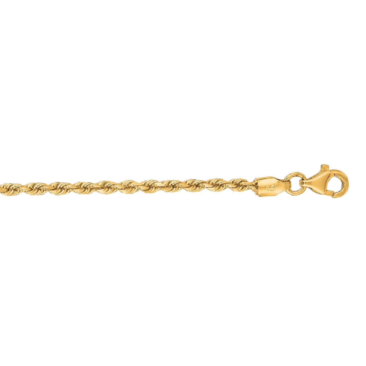 Gold Solid Diamond Cut Royal Rope Chain Necklace with Lobster Lock