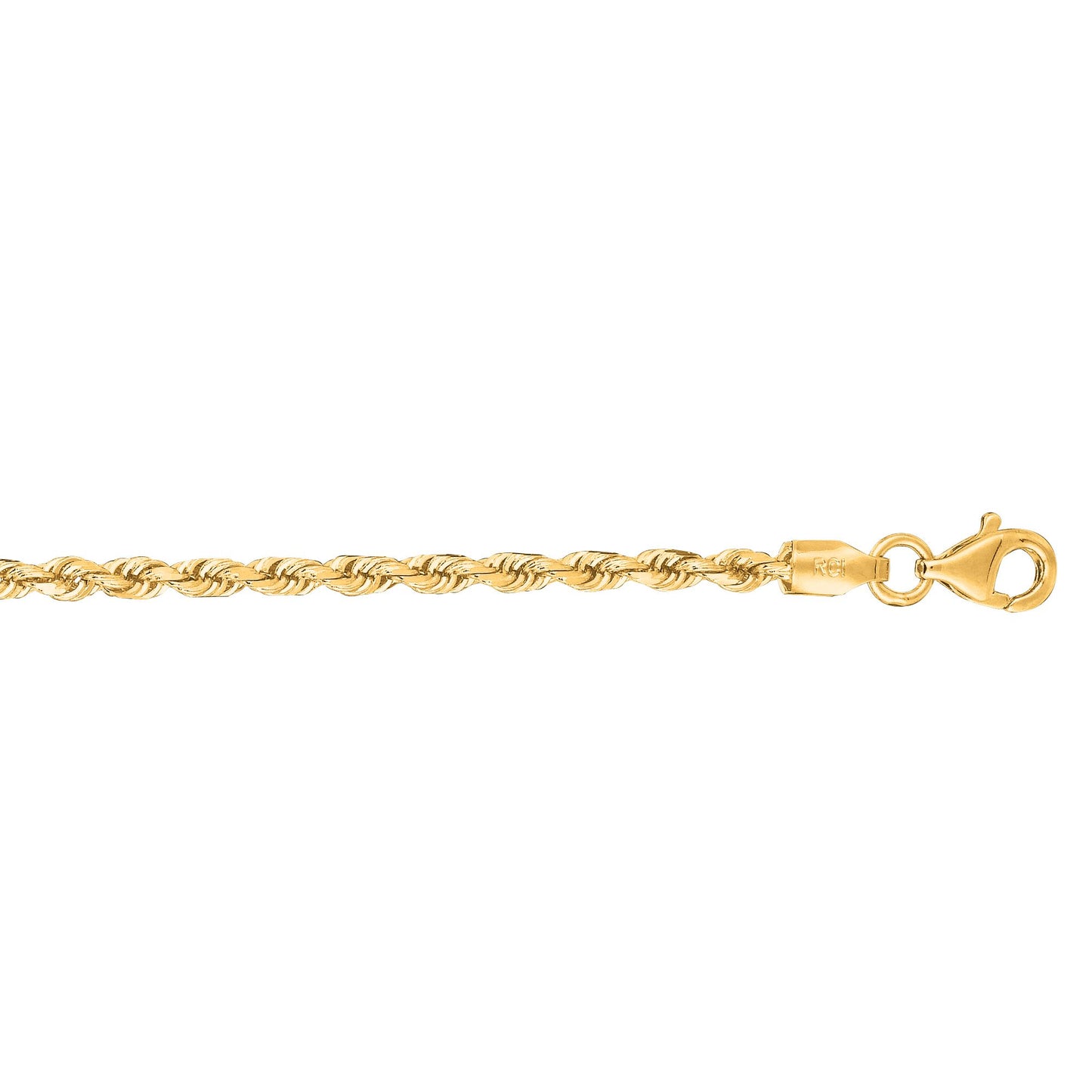 Gold Solid Diamond Cut Royal Rope Chain Necklace with Lobster Lock