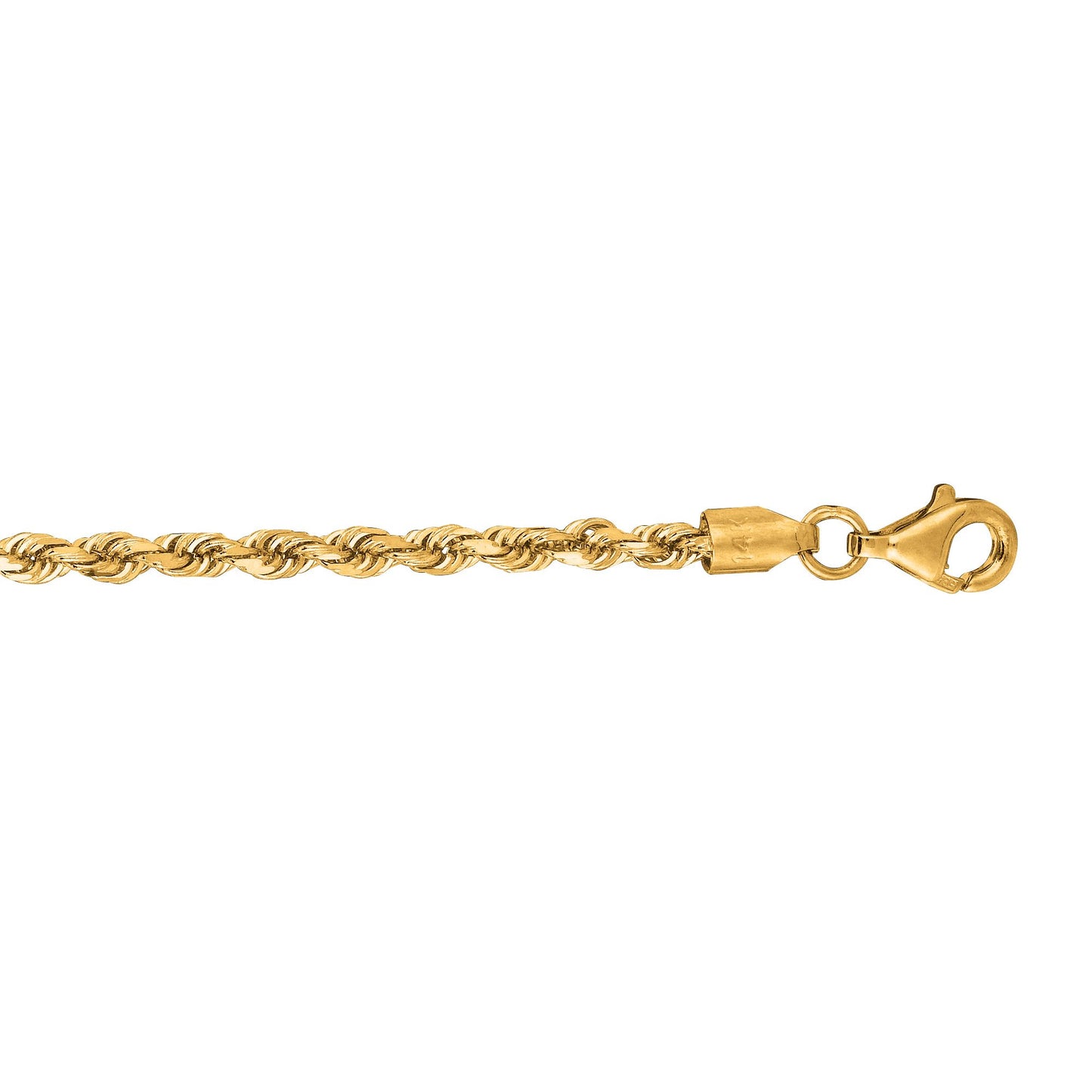 Gold Solid Diamond Cut Royal Rope Chain Necklace with Lobster Lock