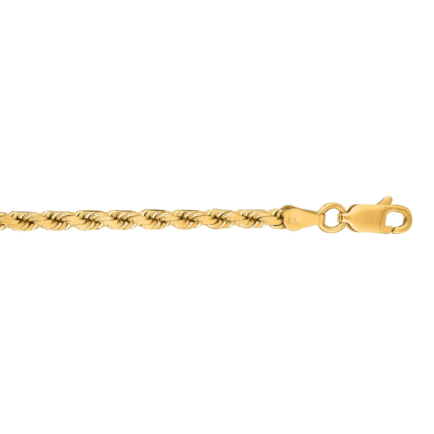 Gold Solid Diamond Cut Royal Rope Chain Necklace with Lobster Lock