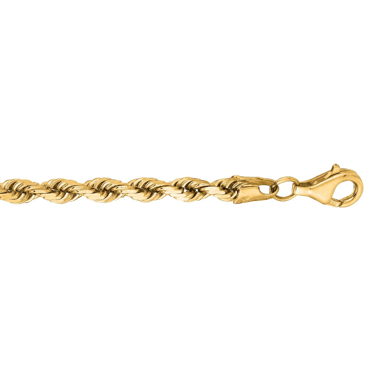 Gold Solid Diamond Cut Royal Rope Chain Necklace with Lobster Lock