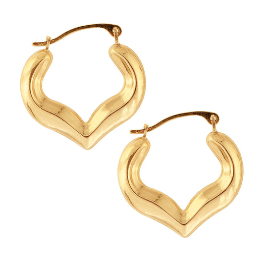 10K Yellow Gold Half Heart Hoop Earring