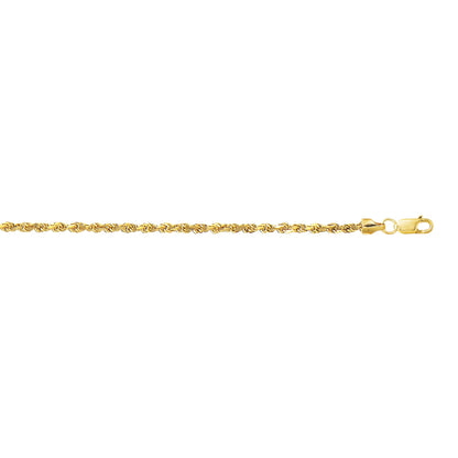 10K Gold Diamond Cut Lite Rope Chain with Lobster Lock