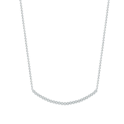 14K Gold and Diamonds Curved Bar Necklace | Available in 3 different sizes