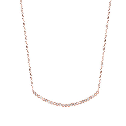 14K Gold and Diamonds Curved Bar Necklace | Available in 3 different sizes