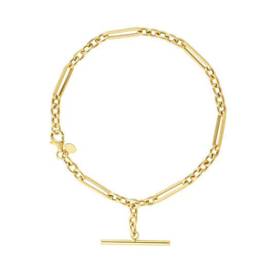 14K Gold Toggle Chain Link Necklace with Lobster Clasp