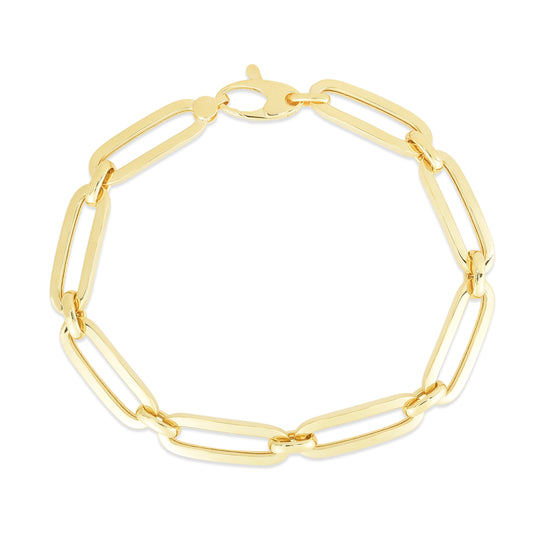 14K Gold Bombay Paperclip Link Bracelet with Lobster Clasp