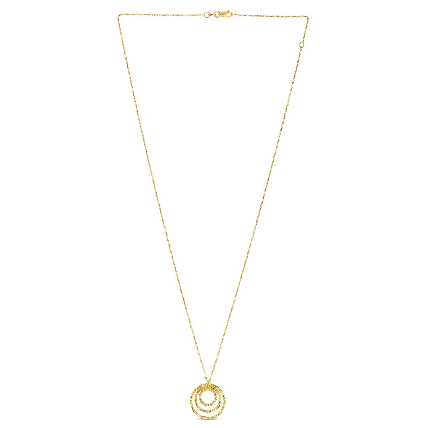 14K Gold and Diamond Circle Pendant Charm Necklace