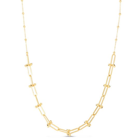 14K Gold Jax Bead Chain Necklace with Lobster Clasp