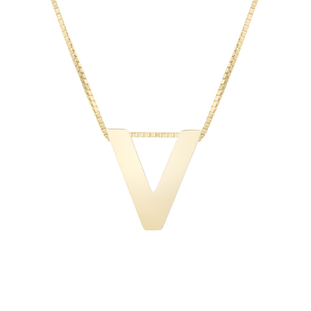 14K Gold Yours Truly Block Letter Initial Letter Necklace