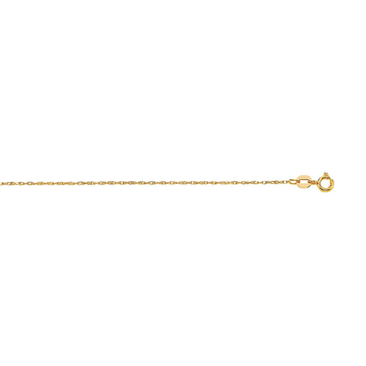 14K Gold Machine Rope Chain with Spring Ring Lock