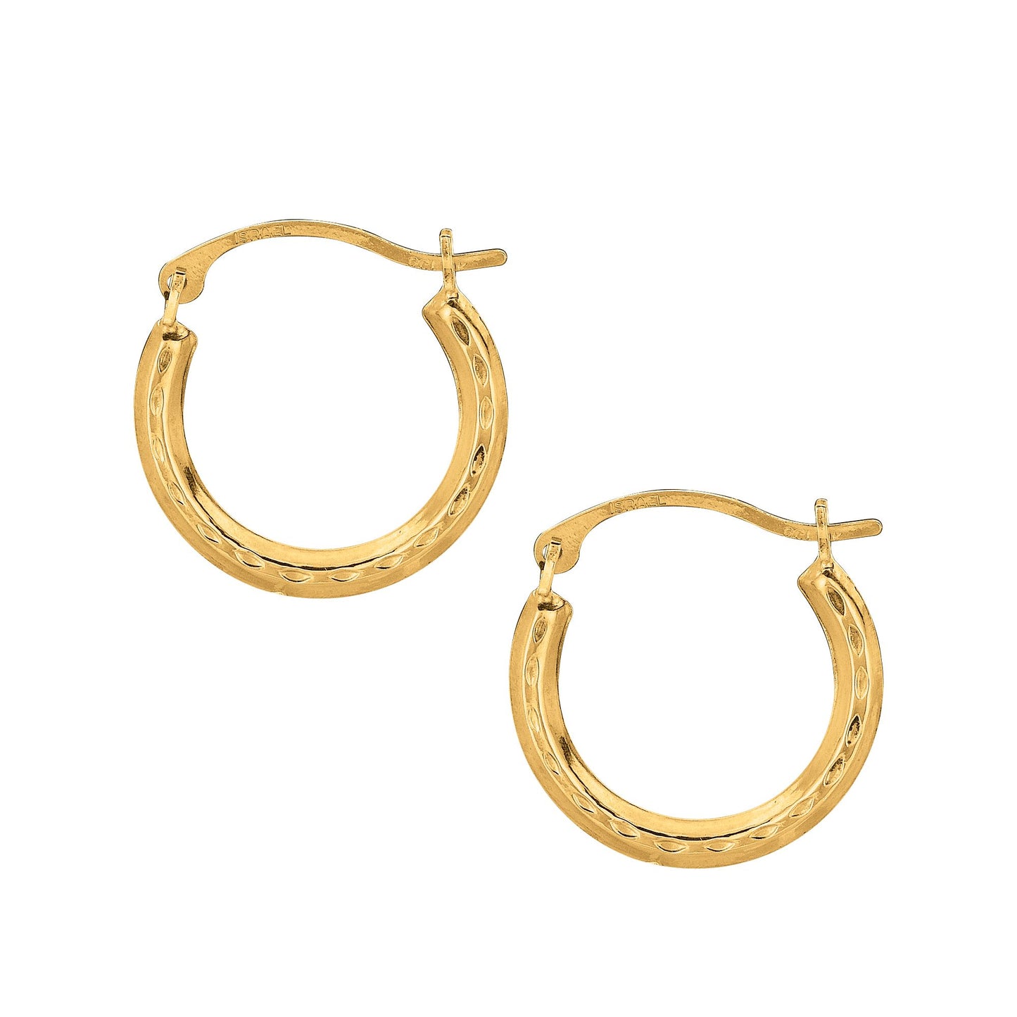 10K Yellow Gold Mini Diamond Cut Hoop Earring