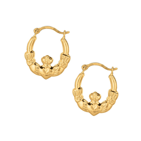 10K Yellow Gold Claddaugh Hoop Earring