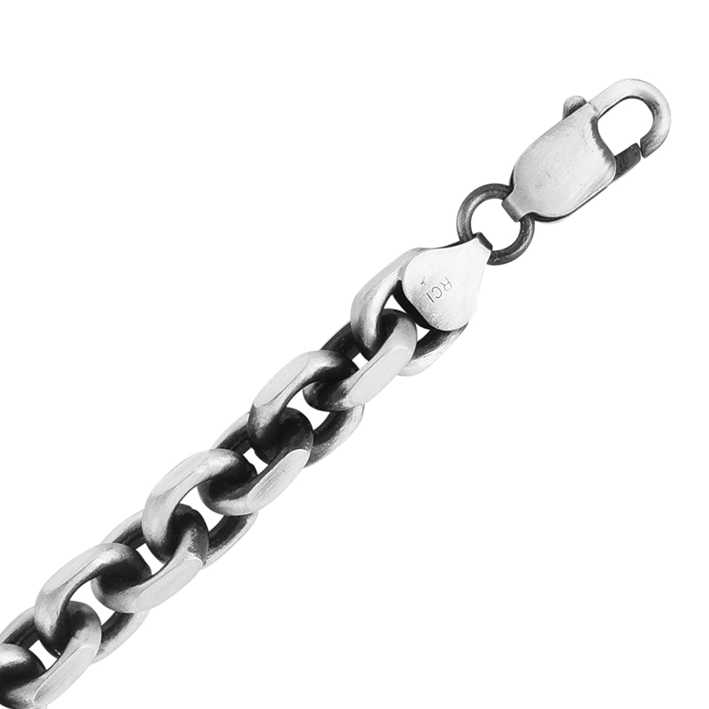 Men's Sterling Silver Gunmetal Anchor Chain Chain with Lobster Clasp