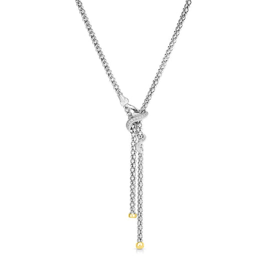 18K Gold & Sterling Silver Il Serpente Necklace with Diamonds