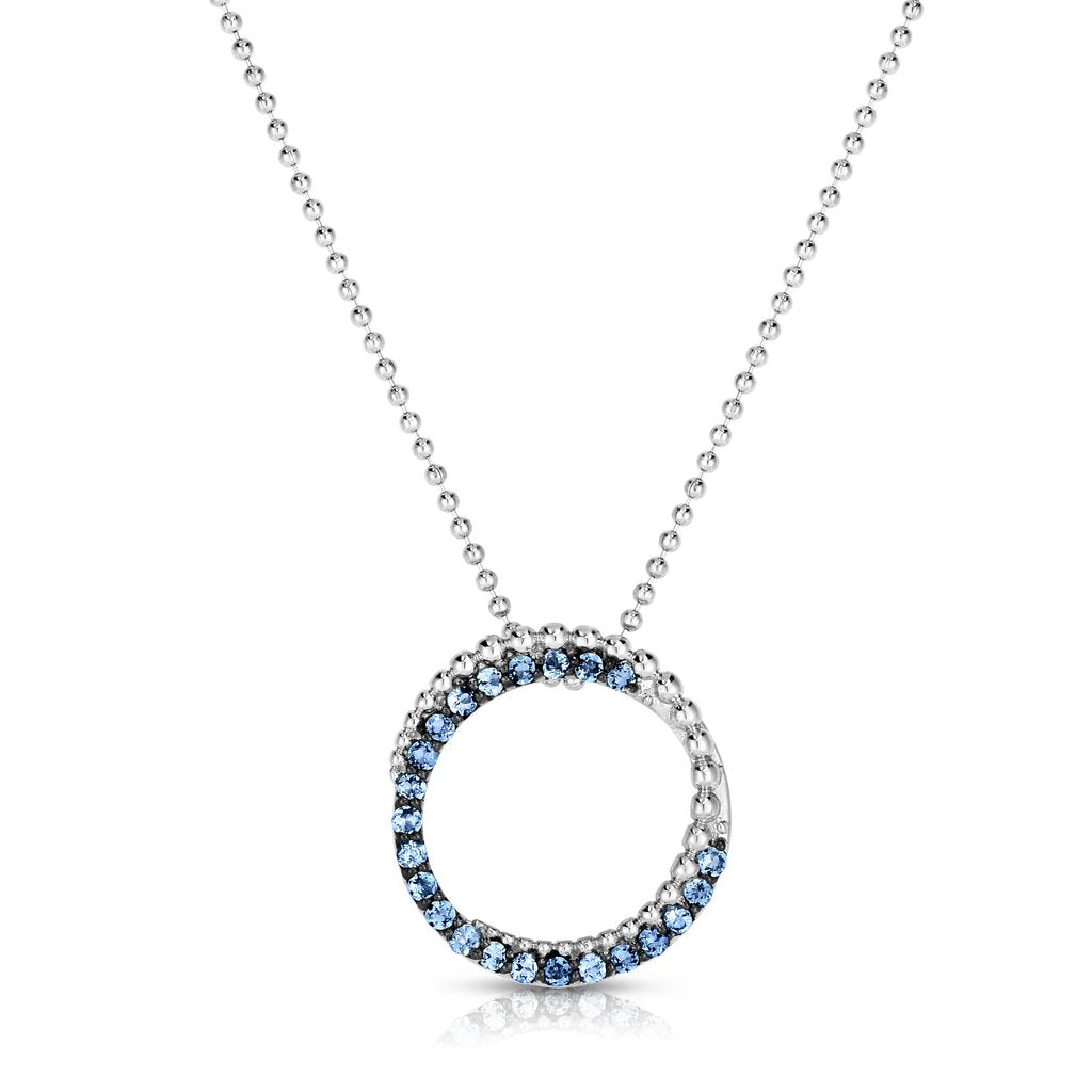 Sterling Silver Circle Popcorn Necklace with Diamonds or Gemstones