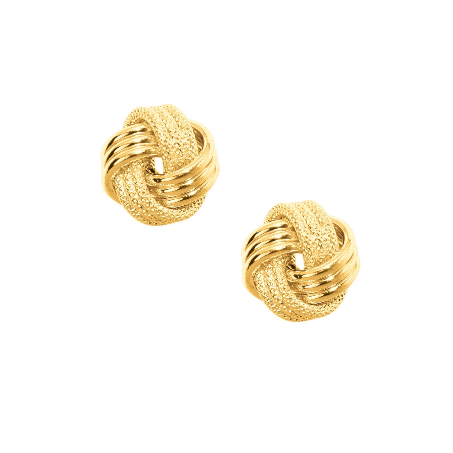 14K Gold Polished & Diamond Cut Love Knot Stud Earring