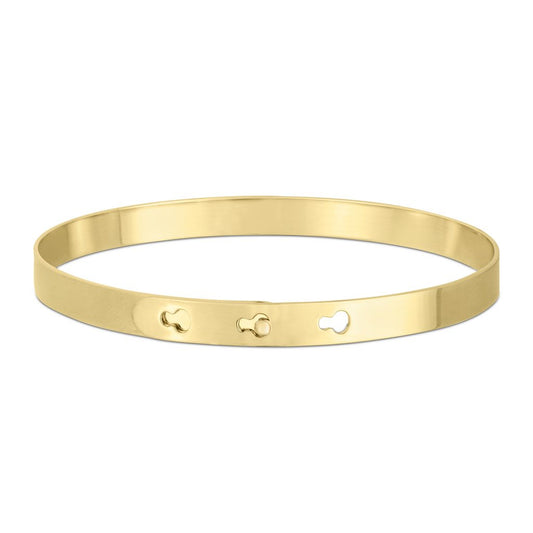 14K Yellow Gold 7" Polished Bangle with Keyhole Clasp